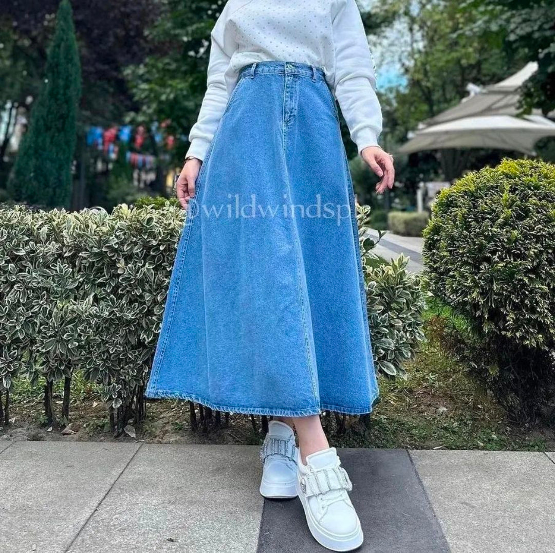 Blue skirt clearance korean